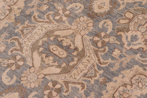 handmade Transitional Kafkaz Blue Tan Hand Knotted RECTANGLE 100% WOOL area rug 10' x 14'