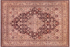 handmade Traditional Tabriz Aubergine Tan Hand Knotted RECTANGLE 100% WOOL area rug 6x9