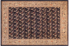 handmade Transitional Kafkaz Blue Tan Hand Knotted RECTANGLE 100% WOOL area rug 9' x 12'
