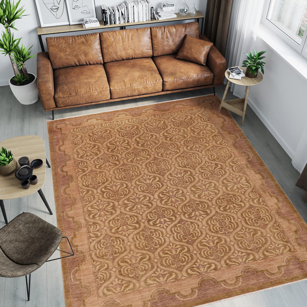 handmade Transitional Kafkaz Green Tan Hand Knotted RECTANGLE 100% WOOL area rug 9' x 13'
