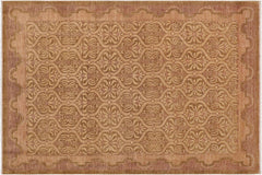 handmade Transitional Kafkaz Green Tan Hand Knotted RECTANGLE 100% WOOL area rug 9' x 13'