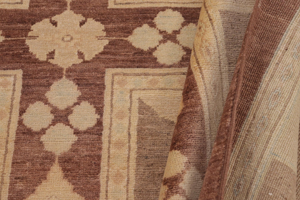 handmade Modern Kafkaz Beige Tan Hand Knotted RECTANGLE 100% WOOL area rug 9' x 12'