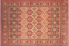 handmade Transitional Kirman Red Tan Hand Knotted RECTANGLE 100% WOOL area rug 8x10