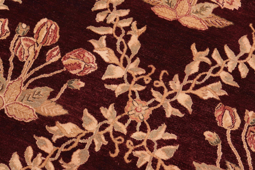 handmade Transitional Veg Dye Aubergine Beige Hand Knotted RECTANGLE 100% WOOL area rug 8x10