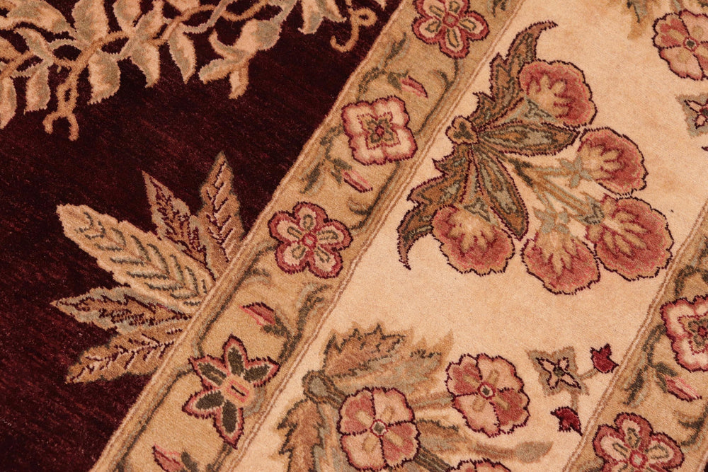 handmade Transitional Veg Dye Aubergine Beige Hand Knotted RECTANGLE 100% WOOL area rug 8x10