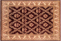 handmade Transitional Veg Dye Aubergine Beige Hand Knotted RECTANGLE 100% WOOL area rug 8x10