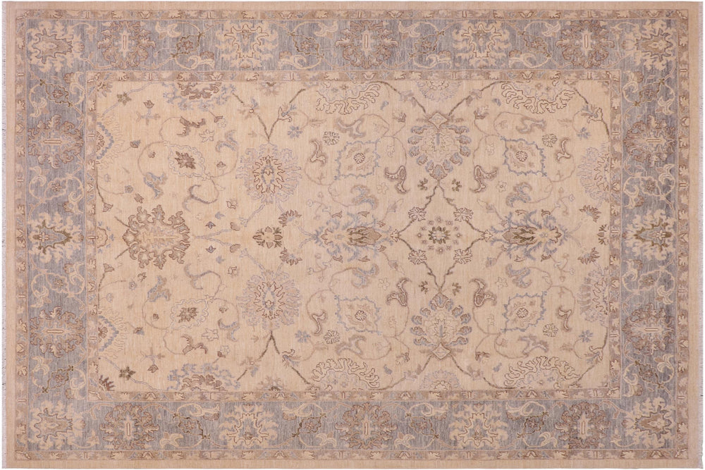 handmade Traditional Kafkaz Tan Lt. Blue Hand Knotted RECTANGLE 100% WOOL area rug 8x10