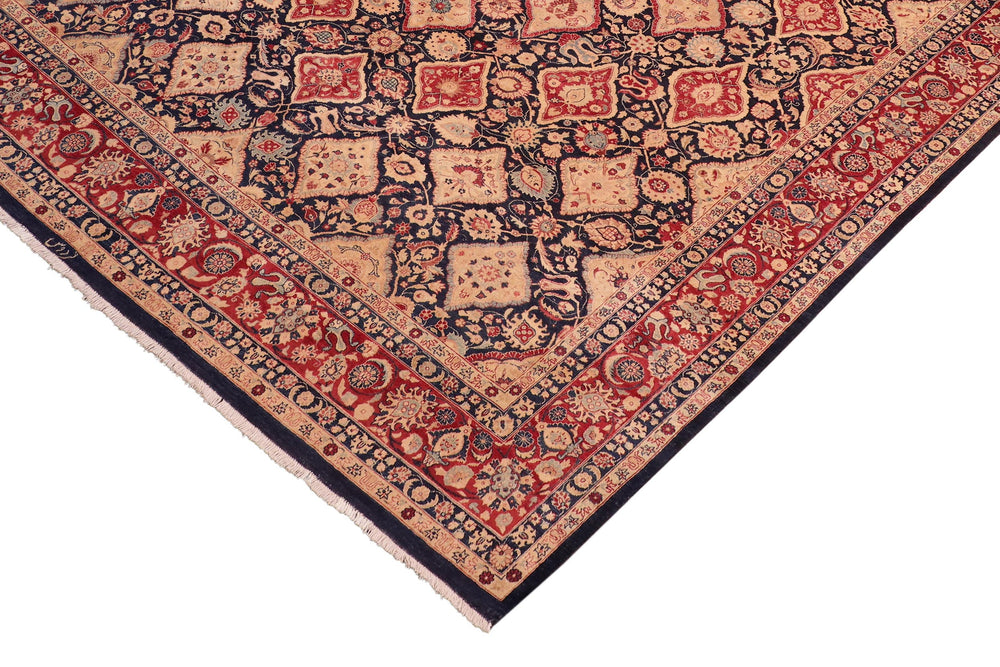 handmade Traditional Kirman Blue Red Hand Knotted RECTANGLE 100% WOOL area rug 8x10