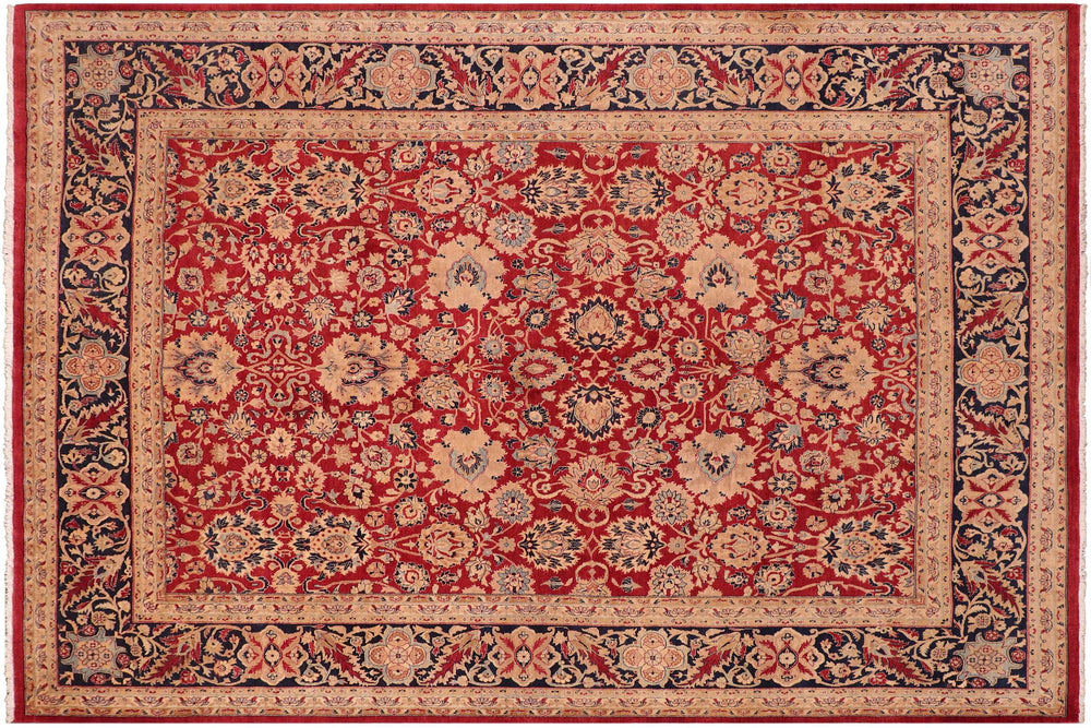 handmade Transitional Mahal Red Blue Hand Knotted RECTANGLE 100% WOOL area rug 8x10