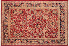 handmade Transitional Mahal Red Blue Hand Knotted RECTANGLE 100% WOOL area rug 8x10