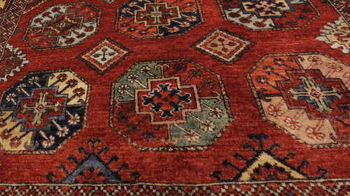 handmade Transitional Kafkaz Rust Rust Hand Knotted RECTANGLE 100% WOOL area rug 5' x 6'
