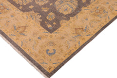 handmade Transitional Kafkaz Gray Tan Hand Knotted RECTANGLE 100% WOOL area rug 10' x 13'