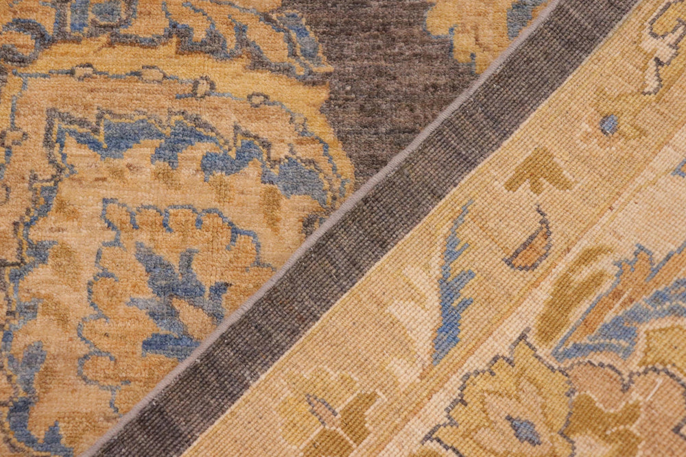 handmade Transitional Kafkaz Gray Tan Hand Knotted RECTANGLE 100% WOOL area rug 10' x 13'
