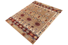 handmade Geometric Kurjean Tan Rust Hand Knotted RECTANGLE 100% WOOL area rug 8x10
