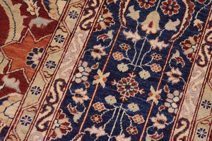 handmade Traditional Kafkaz Rust Blue Hand Knotted RECTANGLE 100% WOOL area rug 9' x 12'