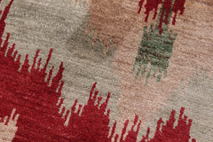 handmade Modern Ikat Red Brown Hand Knotted RECTANGLE 100% WOOL area rug 3' x 4'