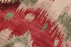 handmade Modern Ikat Red Brown Hand Knotted RECTANGLE 100% WOOL area rug 3' x 4'