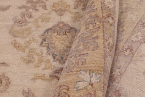 handmade Transitional Kafkaz Beige Lt. Gold Hand Knotted RECTANGLE 100% WOOL area rug 9' x 12'