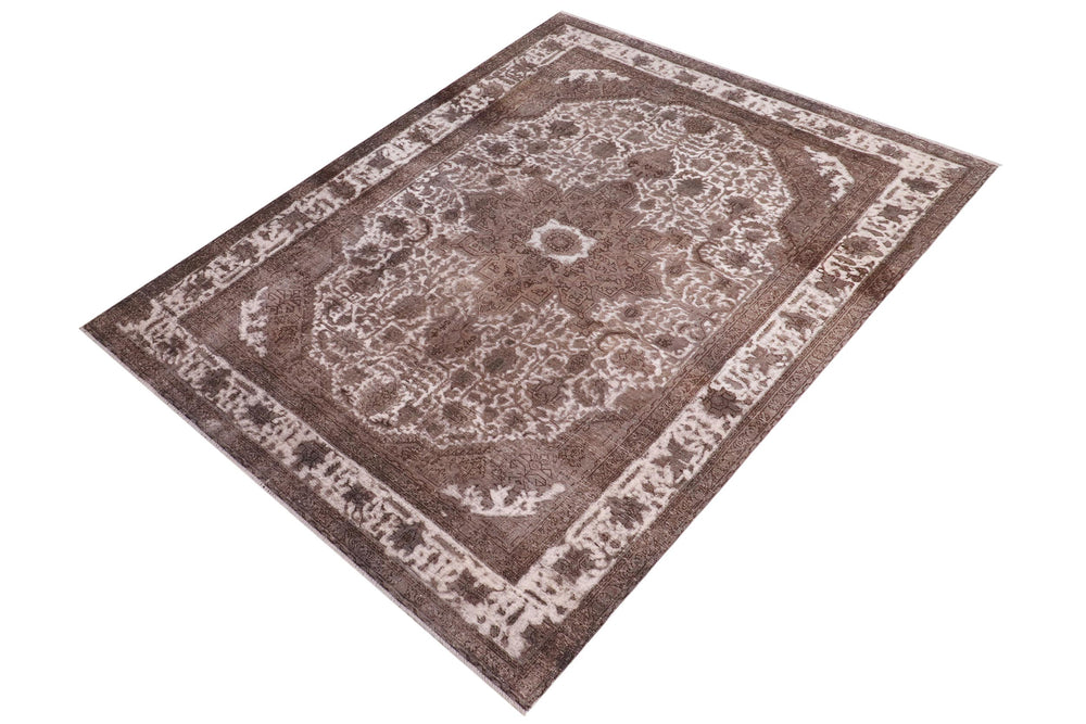 handmade Vintage Vintage Gray Ivory Hand Knotted RECTANGLE 100% WOOL area rug 8' x 11'