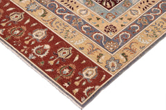 handmade Geometric Kurjean Tan Rust Hand Knotted RECTANGLE 100% WOOL area rug 9x12