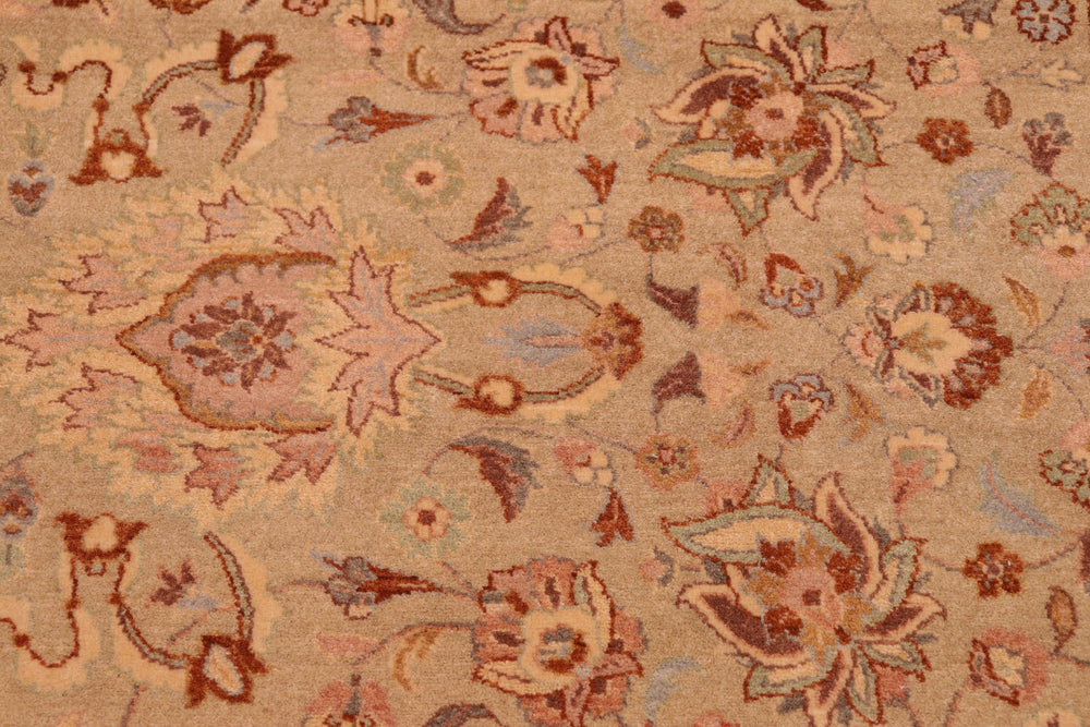 handmade Transitional Kashan Taupe Brown Hand Knotted RECTANGLE 100% WOOL area rug 8x10