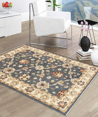 handmade Traditional Kafkaz Blue Ivory Hand Knotted RECTANGLE 100% WOOL area rug 4x6