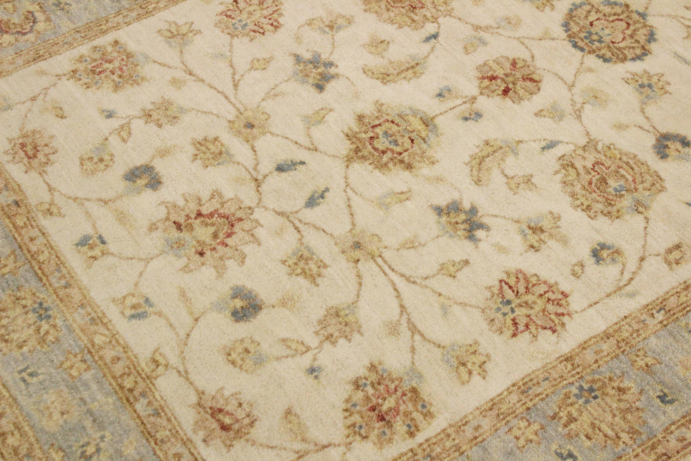handmade Traditional Kafkaz Ivory Blue Hand Knotted RECTANGLE 100% WOOL area rug 4x6
