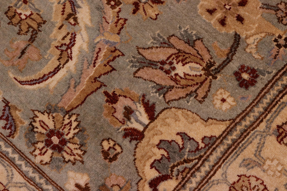 handmade Traditional Lahore Greenish Gr Gold Hand Knotted RECTANGLE 100% WOOL area rug 8' x 10'