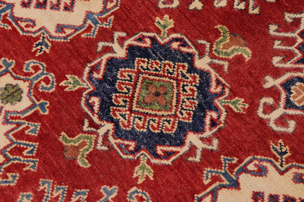 handmade Geometric Kazak Red Beige Hand Knotted RECTANGLE 100% WOOL area rug 9' x 12'
