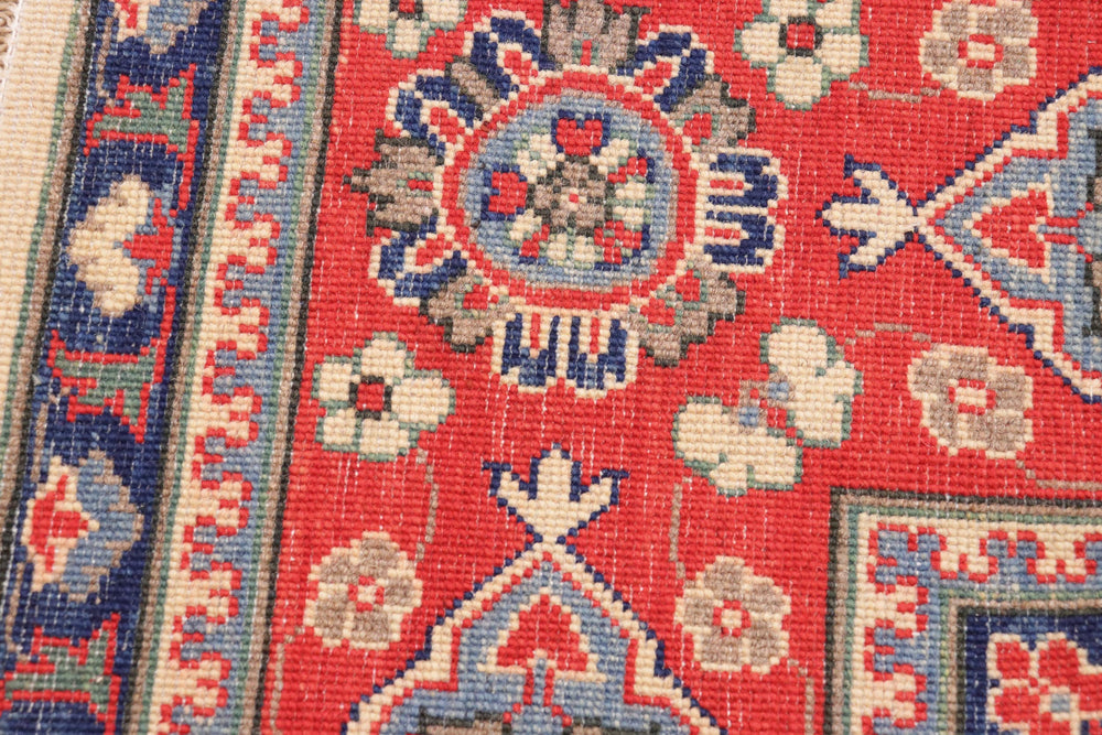 handmade Geometric Kazak Beige Red Hand Knotted RECTANGLE 100% WOOL area rug 9'X12'