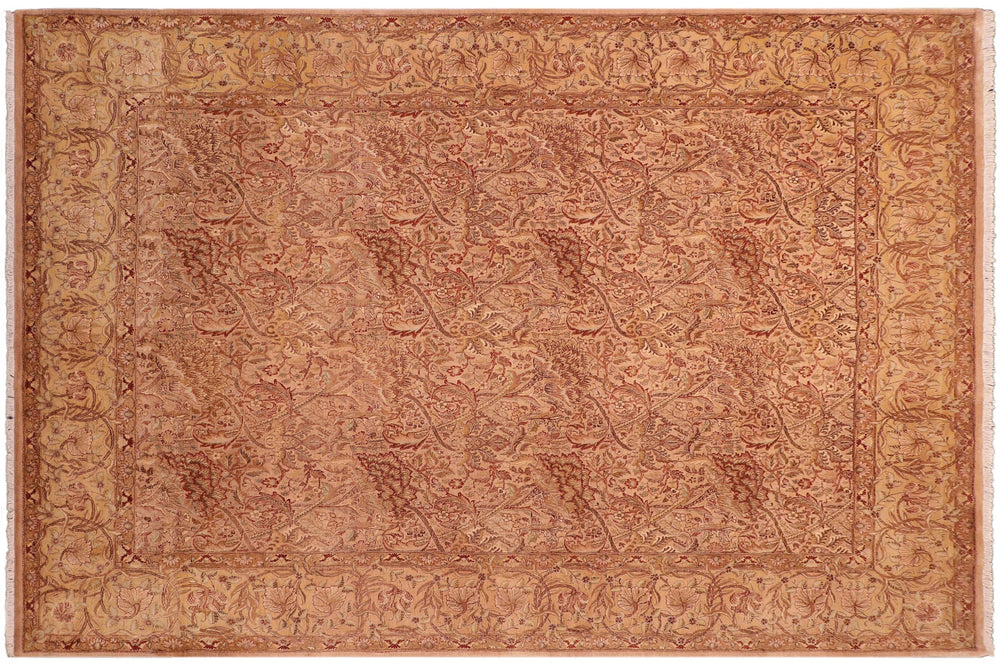 handmade Transitional William Tan Gold Hand Knotted RECTANGLE 100% WOOL area rug 8x10