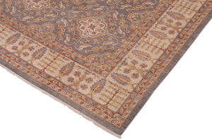 handmade Transitional Kafkaz Gray Ivory Hand Knotted RECTANGLE 100% WOOL area rug 8' x 11'
