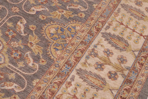 handmade Transitional Kafkaz Gray Ivory Hand Knotted RECTANGLE 100% WOOL area rug 8' x 11'