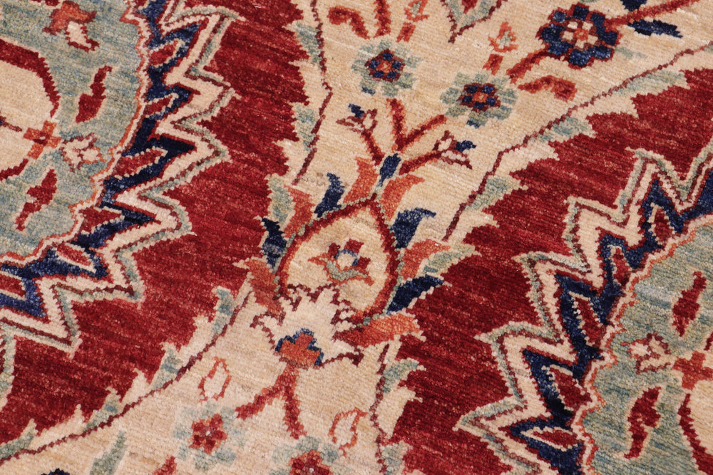 handmade Modern Kafkaz Red Blue Hand Knotted RECTANGLE 100% WOOL area rug 9' x 12'