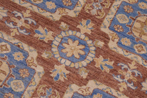 handmade Transitional Kafkaz Brown Beige Hand Knotted RECTANGLE 100% WOOL area rug 9' x 12'