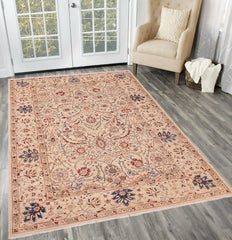 handmade Traditional Kafkaz Tan Blue Hand Knotted RECTANGLE 100% WOOL area rug 7x10