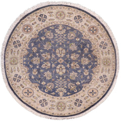 handmade Traditional Kafkaz Gray Blue Hand Knotted ROUND 100% WOOL area rug 6' x 6'