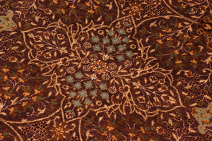 handmade Traditional  Brown Ivory Hand Knotted RECTANGLE 100% WOOL area rug 8' x 10'