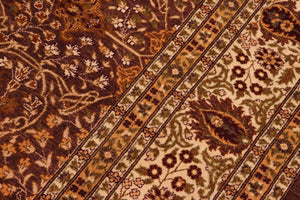handmade Traditional  Brown Ivory Hand Knotted RECTANGLE 100% WOOL area rug 8' x 10'