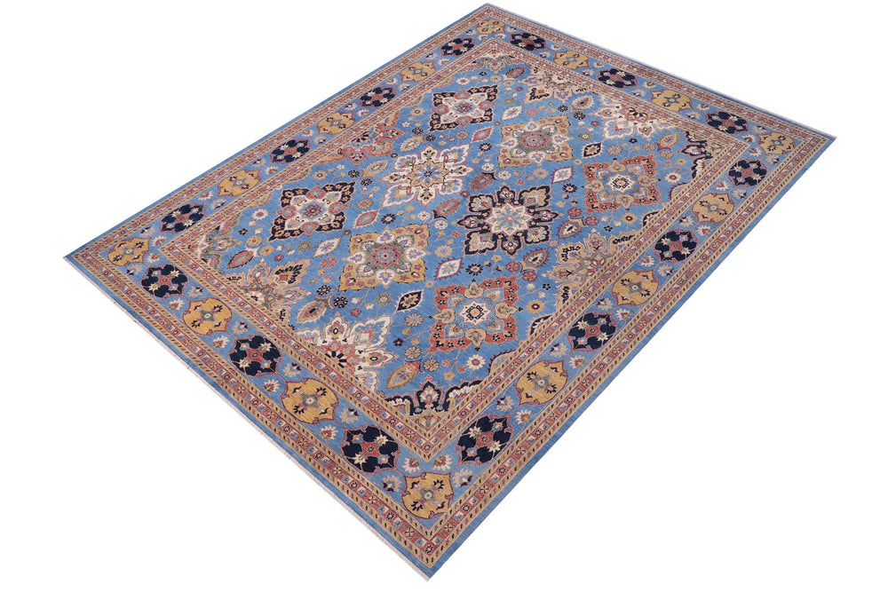 handmade Traditional Kafkaz Lt. Blue Blue Hand Knotted SQUARE 100% WOOL area rug 12x12