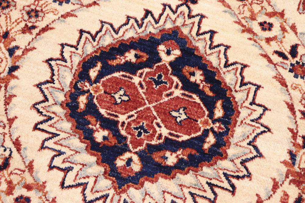 handmade Modern Kafkaz Beige Blue Hand Knotted RECTANGLE 100% WOOL area rug 8' x 10'
