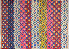 handmade Geometric Moroccan Hi Beige Red Hand Knotted RECTANGLE 100% WOOL area rug 8' x 10'