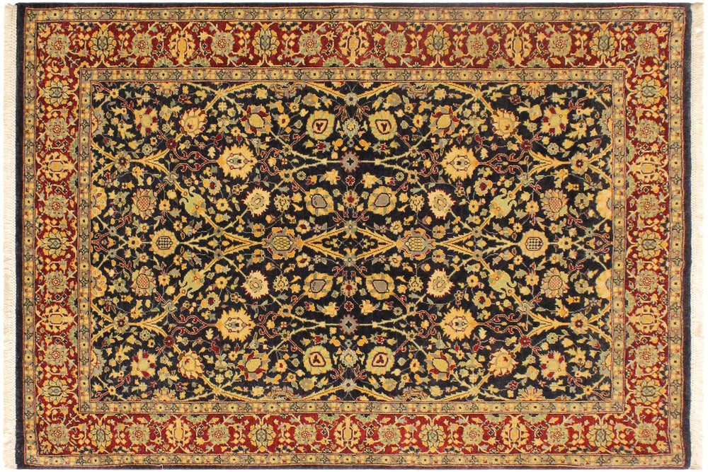 handmade Traditional  Blue Red Hand Knotted RECTANGLE 100% WOOL area rug 4' x 6'