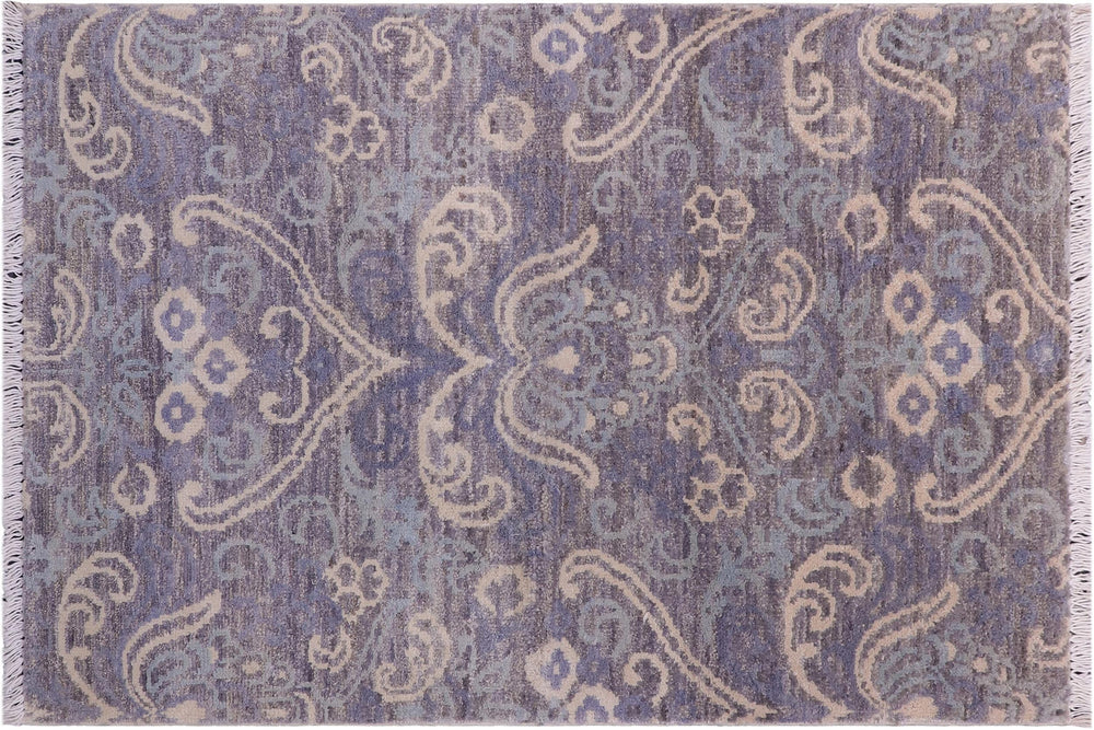 handmade Modern Kafkaz Gray Gray Hand Knotted RECTANGLE WOOL&SILK area rug 2' x 3'
