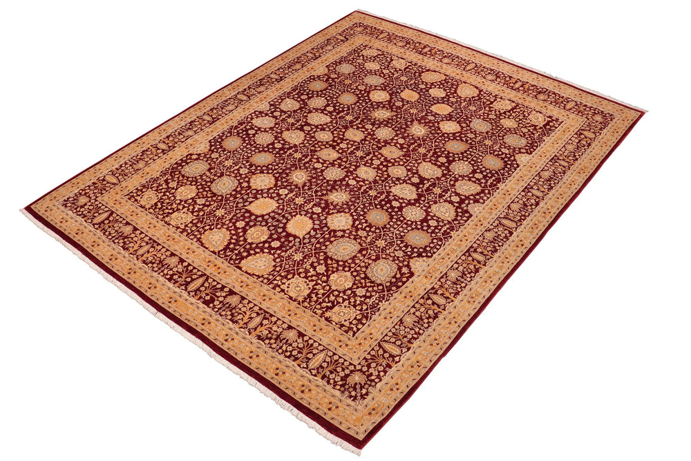 handmade Transitional Design Red Gold Hand Knotted RECTANGLE 100% WOOL area rug 8' x 10'