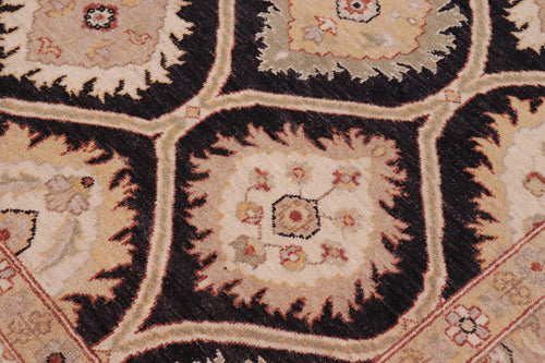 handmade Transitional Kafkaz Black Ivory Hand Knotted RECTANGLE 100% WOOL area rug 9' x 12'