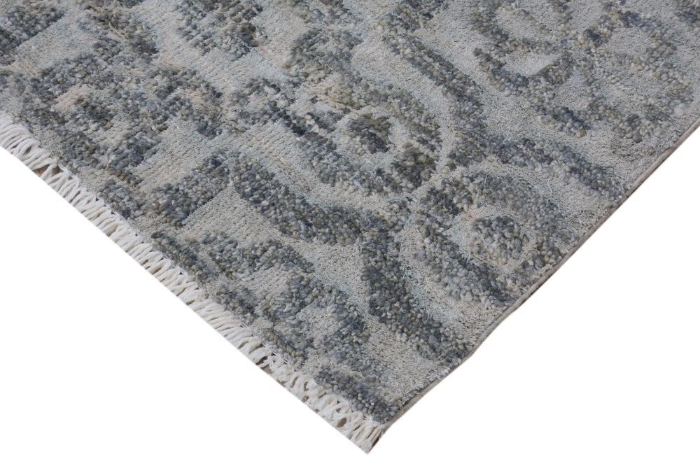 handmade Modern Kafkaz Gray Gray Hand Knotted RECTANGLE WOOL&VISCOU area rug 4' x 6'