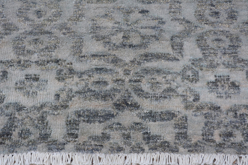 handmade Modern Kafkaz Gray Gray Hand Knotted RECTANGLE WOOL&VISCOU area rug 4' x 6'