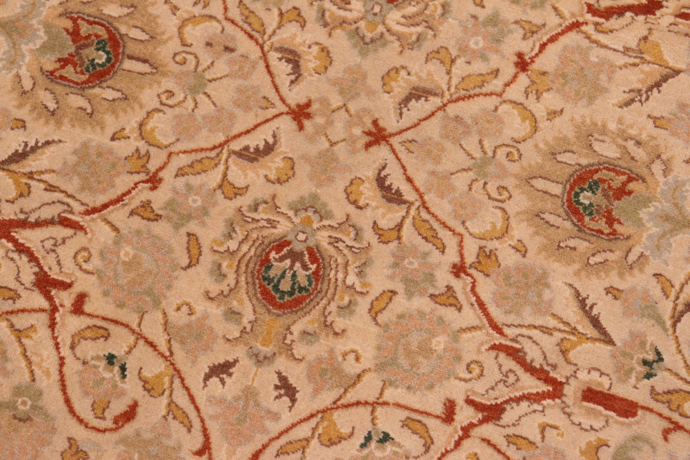 handmade Transitional Taj Ivory Lt. Green Hand Knotted RECTANGLE 100% WOOL area rug 8x10