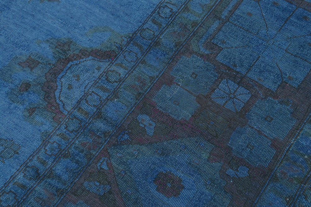 handmade Over Dyed Over Dyed Blue Blue Hand Knotted RECTANGLE 100% WOOL area rug 12' x 17'